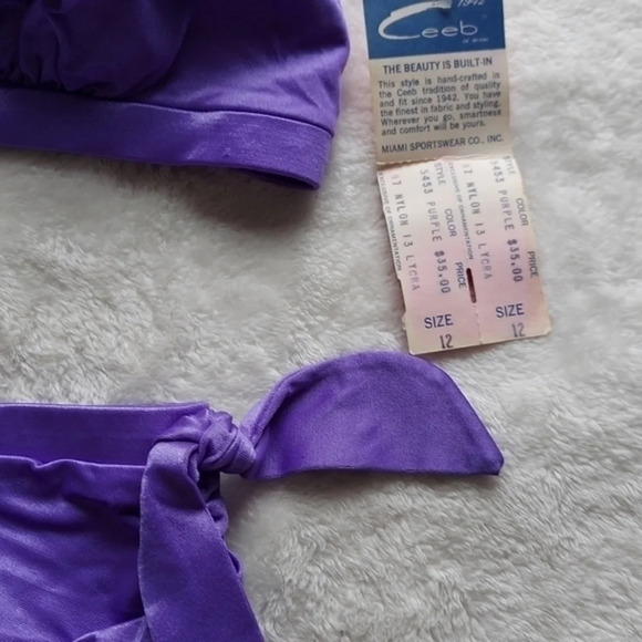 Vintage Deadstock Ceeb Purple Two Piece Swimsuit NWT - Picture 2 of 16